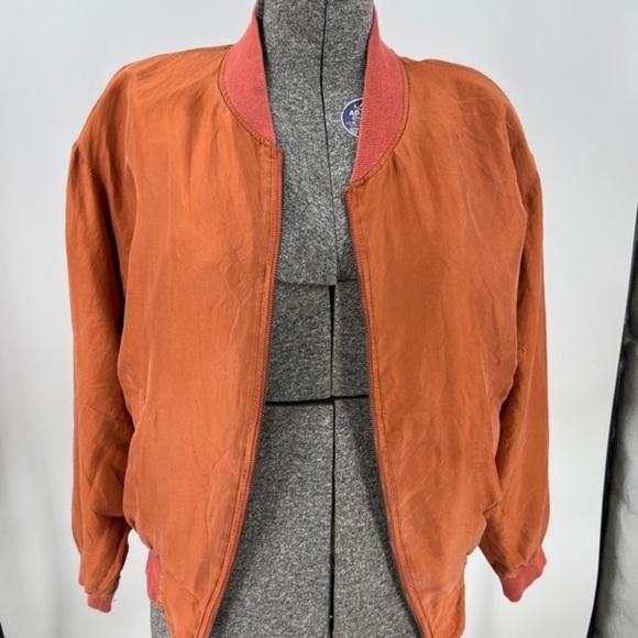 Corsini vintage silk boho rust orange bomber jacket L - Picture 7 of 17